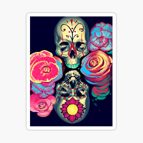 Skulls and Flowers Sticker