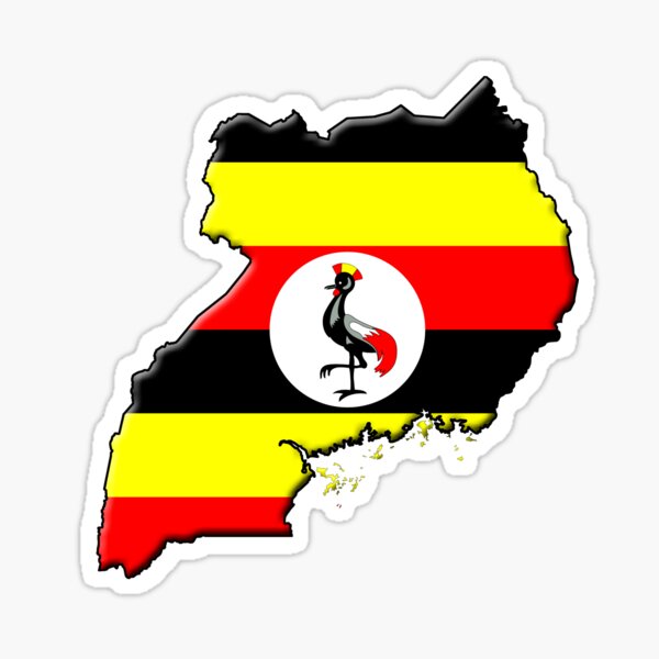 Ugandan flag and outline Sticker