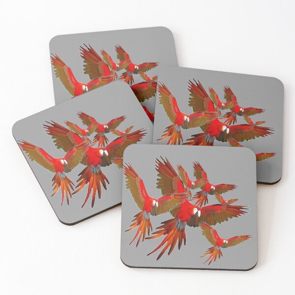 Item preview,   FLOCK RED MACAWS FLYING GREY ART designed and sold by sharlesart.