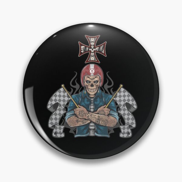 Item preview, Racing Attitude Skull Tattoo With Flag designed and sold by darknessjeff86.