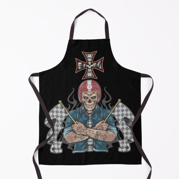 Item preview, Racing Attitude Skull Tattoo With Flag designed and sold by darknessjeff86.