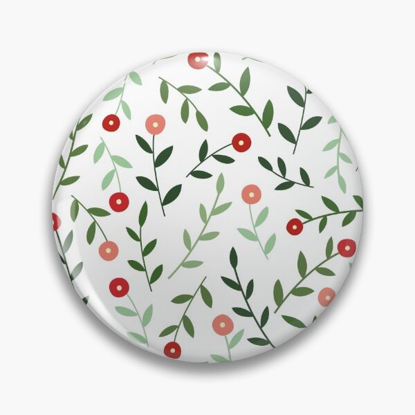 Item preview, Linda flor de primavera roja con patrón de hojas verdes designed and sold by ButterandCheese.