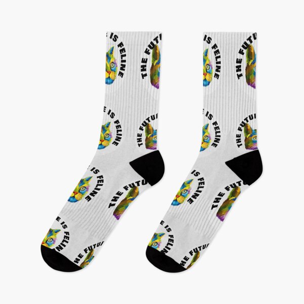 Item preview, The Future Is Feline - Rainbow Geometric Older Female Cat - Black designed and sold by NoMatterLab.