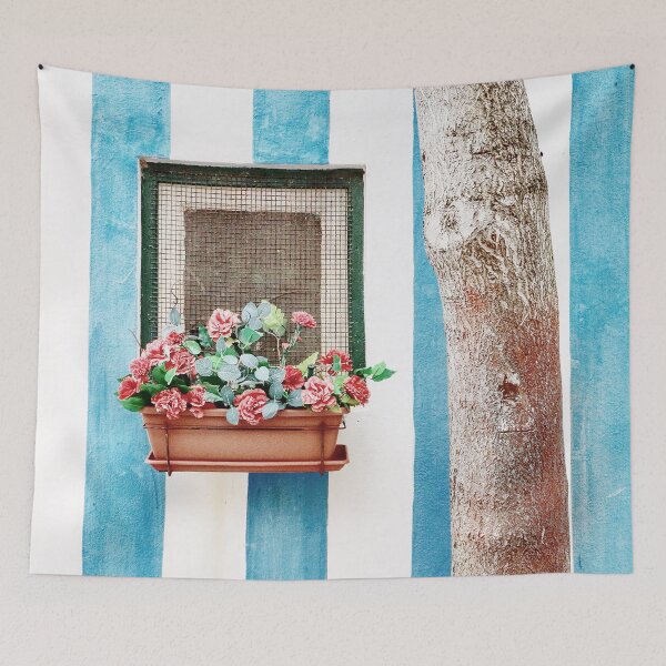 Item preview, Mediterranean window with flowers designed and sold by Melissa Peltenburg.