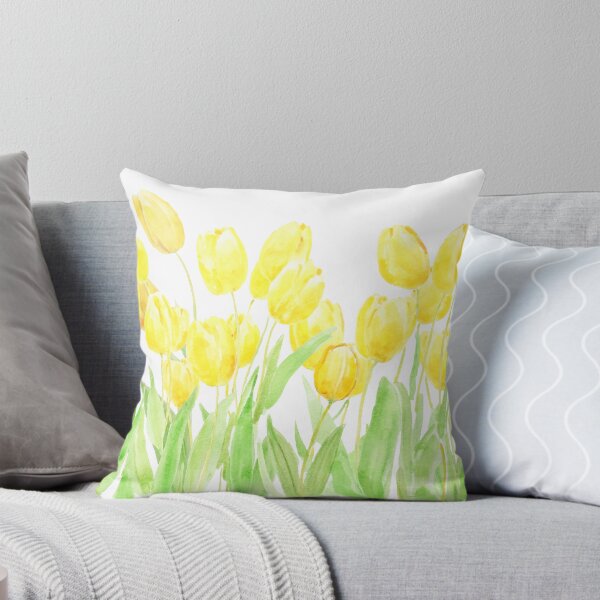 Aperçu de l'œuvre aquarelle de champ de tulipes jaunes créée et vendue par ColorandColor.