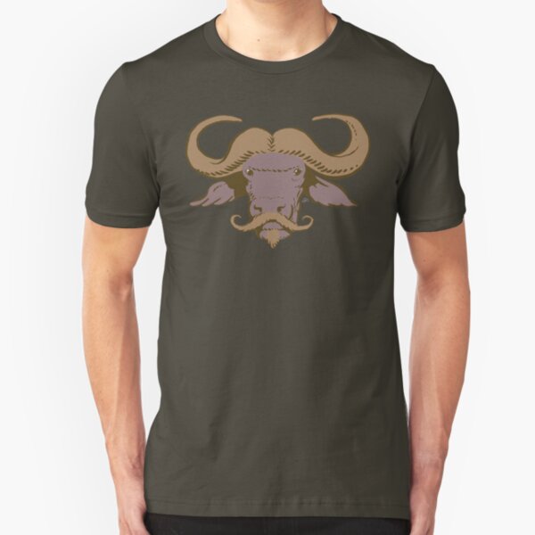 Buffalo Mustache (Brown) Slim Fit T-Shirt