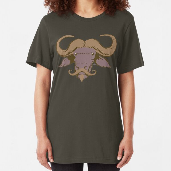 Buffalo Mustache (Brown) Slim Fit T-Shirt