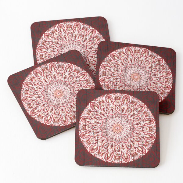 Item preview, Deep Red Wooden Textured Boho Tribal Mandala designed and sold by micklyn.