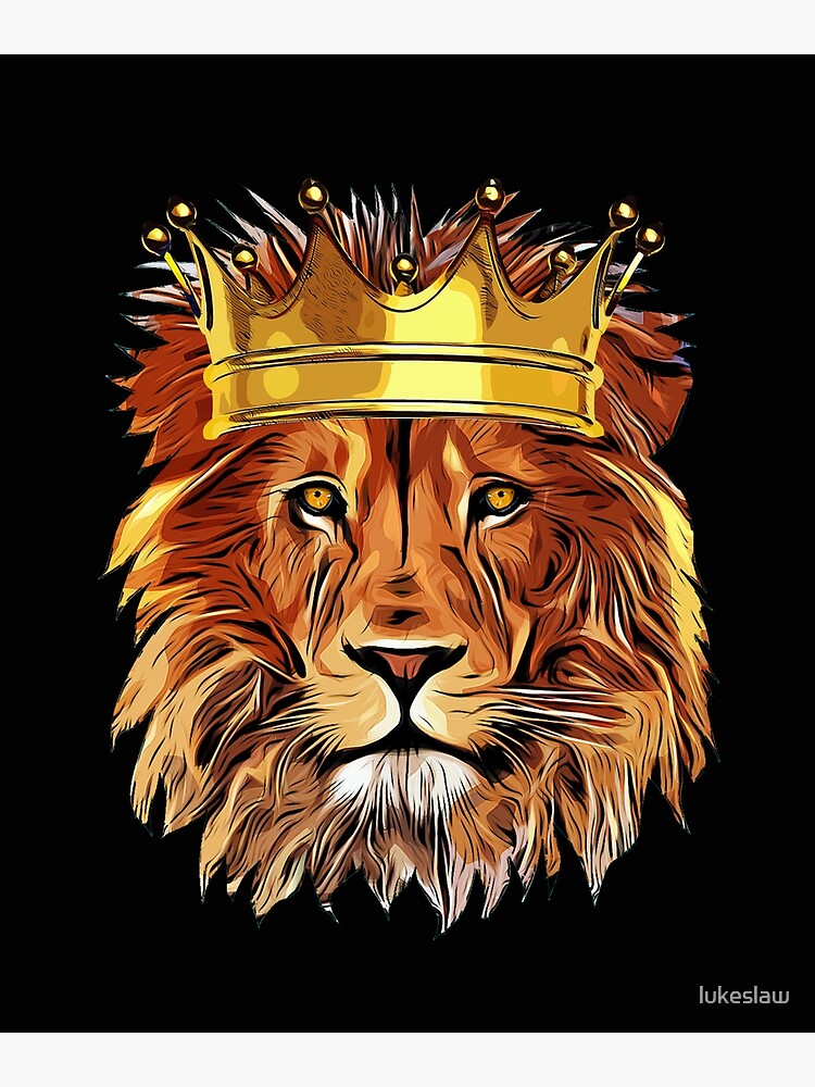 Head Golden Crown Art Canvas King cool gift outfit for lion animals lovers royal leo king of the jungle fan lover men women teens kids zookeeper boys birthday or valentines