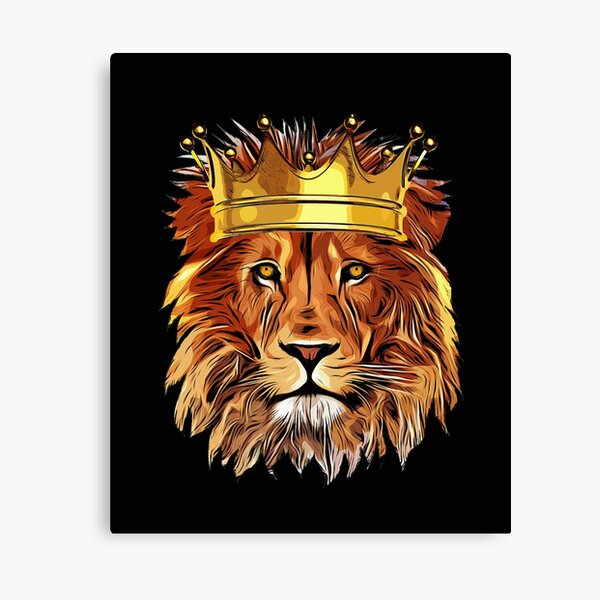 Lion Head Golden Crown Art Canvas King unique cool gift outfit for lion animals lovers royal leo king of the jungle fan lover men women teens kids zookeeper boys birthday or valentines day gifts Canvas Print