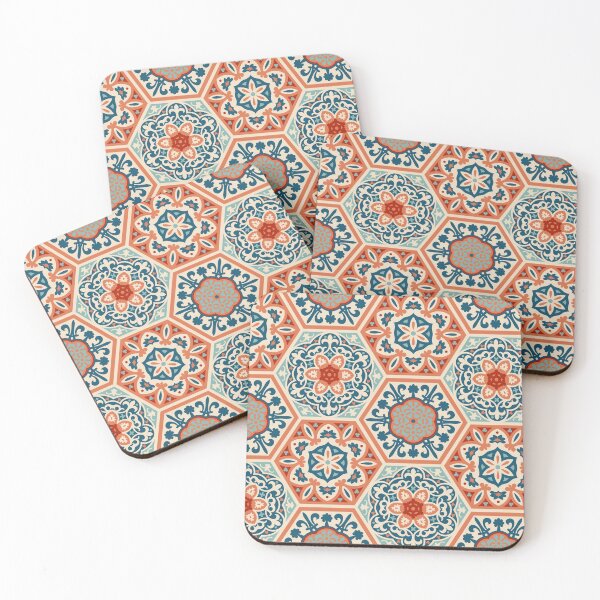 Item preview, PATCHWORK tiles 01, terracotta orange and teal blue designed and sold by Slanapotam.