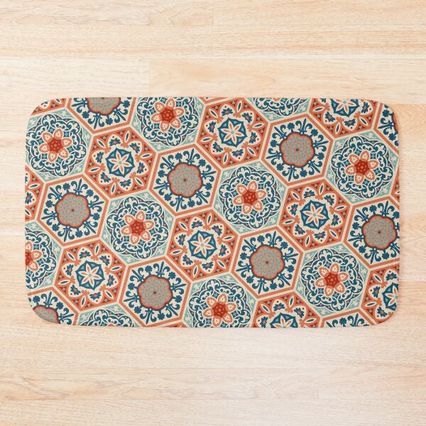 Item preview, PATCHWORK tiles 01, terracotta orange and teal blue designed and sold by Slanapotam.