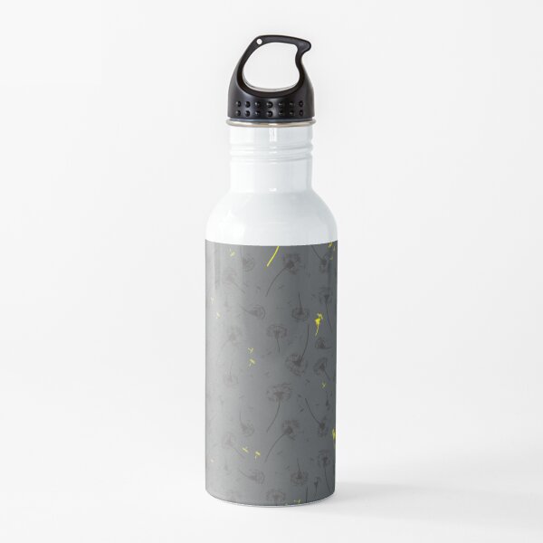 Dandelions in grey with a yellow touch Water Bottle