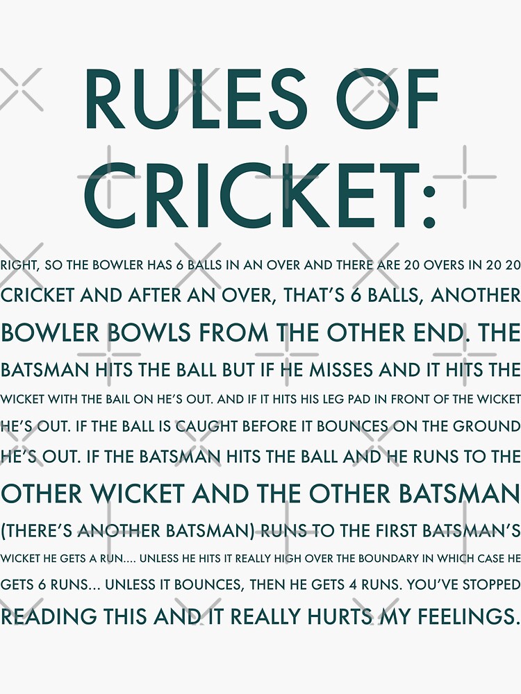 "Rules of Cricket Funny" Sticker for Sale by Jamiecsmith1986 Redbubble