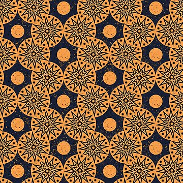 Artwork thumbnail, Navy Blue and Orange Geometric Seamless Pattern by vectormarketnet