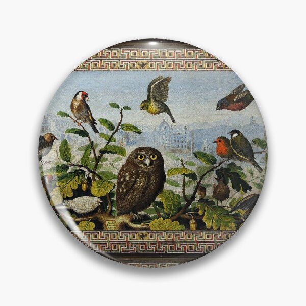 Item preview, OWL AND SMALL BIRDS ON OAK TREE,GREEN LEAVES AND CITY LANDSCAPE  Baroque Mosaic designed and sold by BulganLumini.