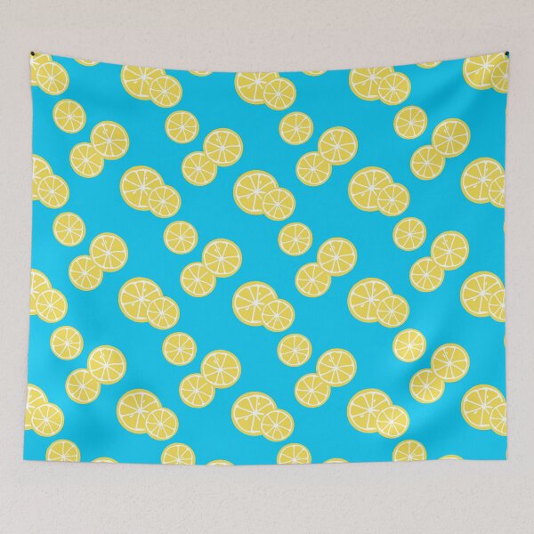 Item preview, Lemons on blue background designed and sold by Feeling Artsy.