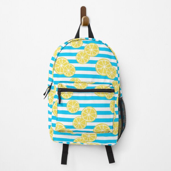 Item preview, Lemons on blue and white striped background designed and sold by Feeling Artsy.