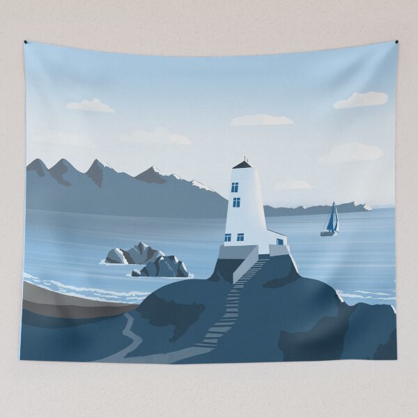 Item preview, Lighthouse 3 - minimal artwork in blue colours designed and sold by Julia Rudens.