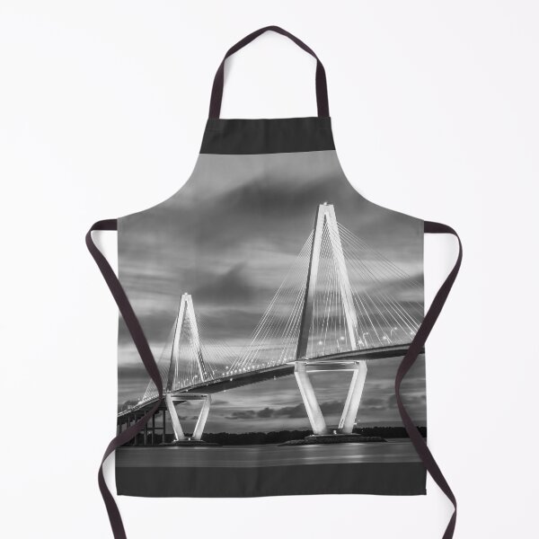 Item preview, Arthur Ravenel Bridge At Night Grayscale designed and sold by mljdwhite.