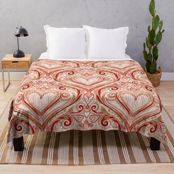 Item preview, Rosy Valentine Heart Damask with Faux Linen Texture designed and sold by micklyn.