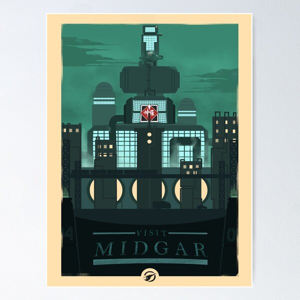 Artikel-Vorschau von Besuchen Sie Midgar - Minimalist Travel Style - Videospielkunst, designt und verkauft von PopCultArcade.