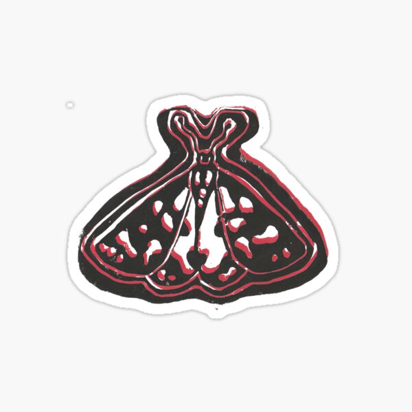 scarlet tiger moth linoprint sticker Sticker