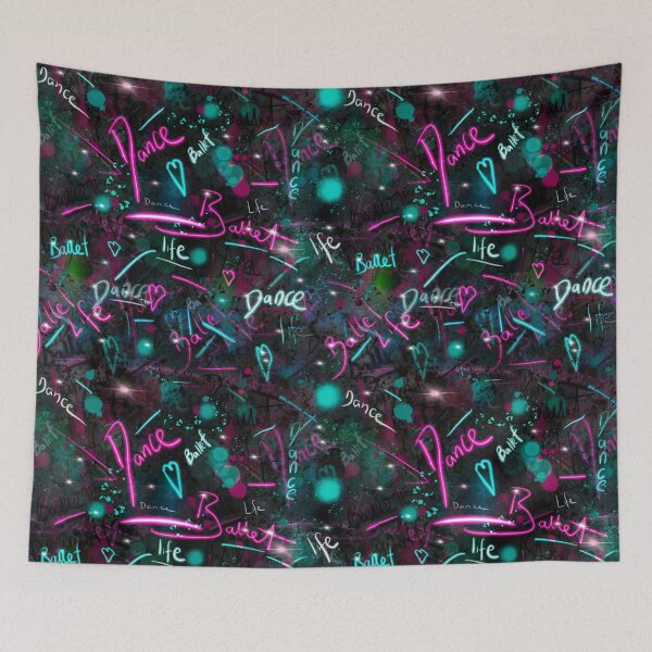 Item preview, Neon ballet, dance repeat pattern artwork bright and dark designed and sold by Dance Vibes: Blingit Studios.