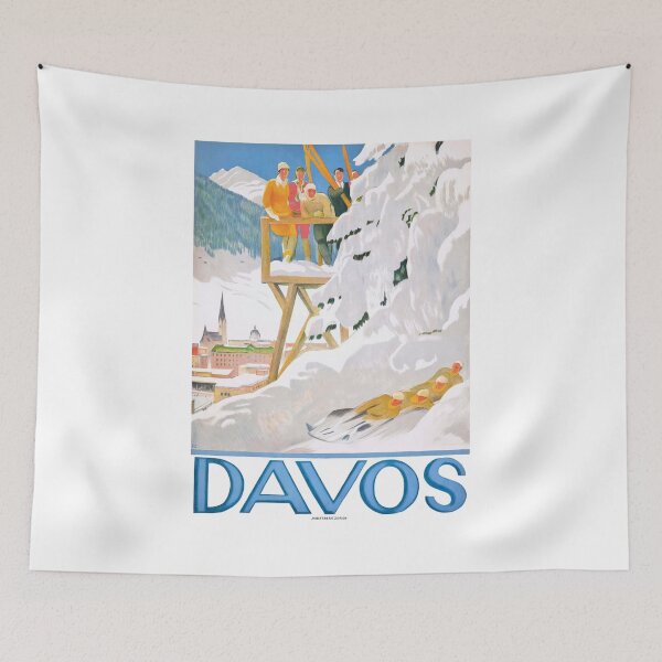 Item preview, 1918 DAVOS Switzerland Winter Sports Poster designed and sold by retrographics.