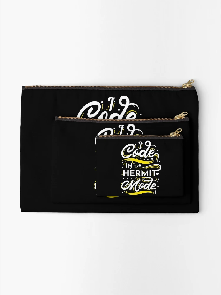 Thumbnail 2 of 4, Zipper Pouch, I Code In Hermit Mode Funny Coding designed and sold by RADesigns21.