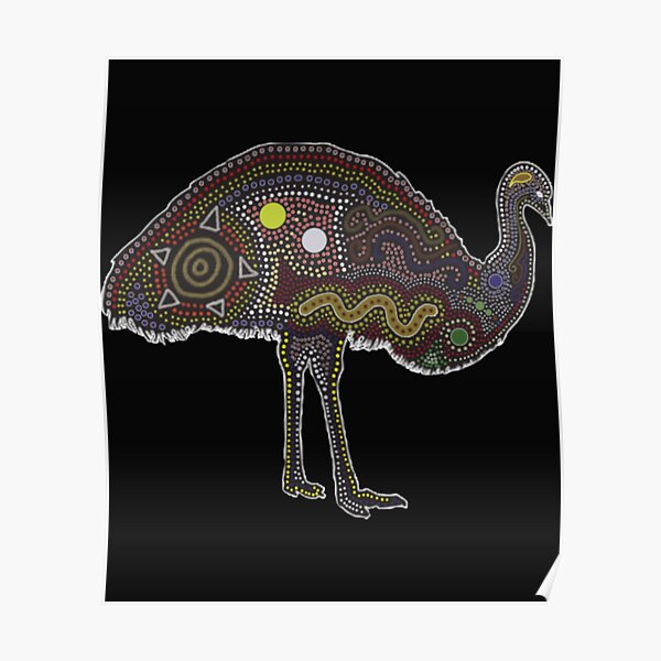 Aboriginal Art Emu Poster For Sale By MachuriceKuhica Redbubble   Poster,504x498,f8f8f8 Pad,600x600,f8f8f8 