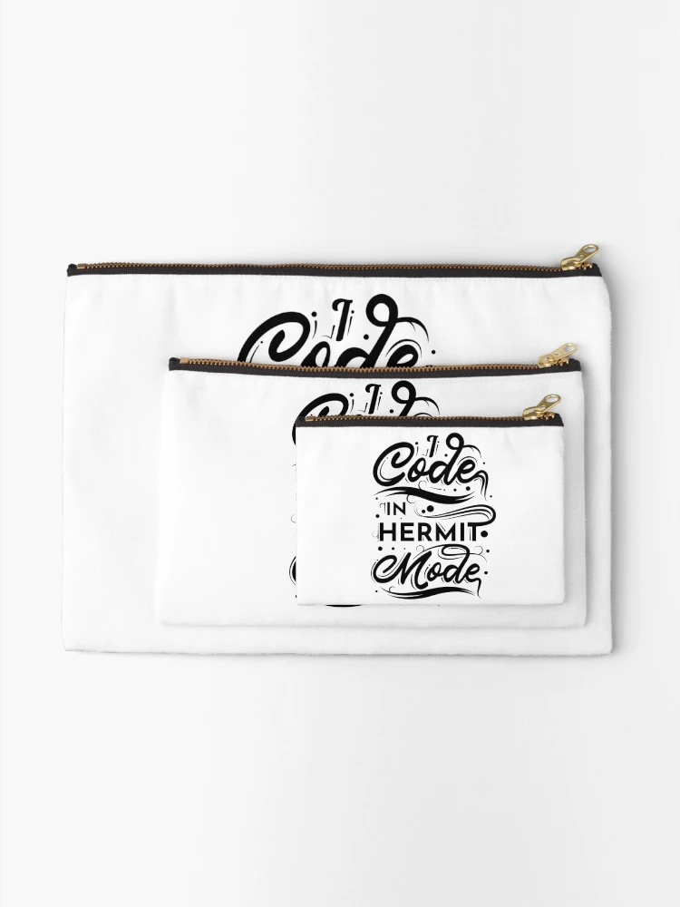 Thumbnail 2 of 4, Zipper Pouch, I Code In Hermit Mode Funny Coding designed and sold by RADesigns21.