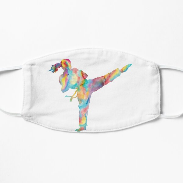Karate girl watercolor art Flat Mask