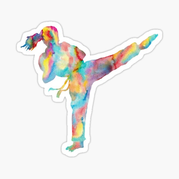 Karate girl watercolor art Sticker