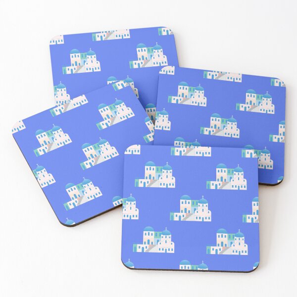 Item preview, Beautiful buildings of Greece on a blue background designed and sold by kristiillustra.