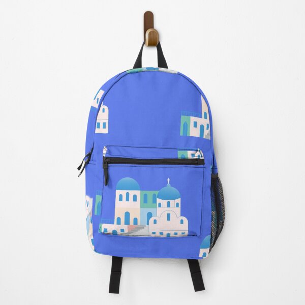 Item preview, Beautiful buildings of Greece on a blue background designed and sold by kristiillustra.