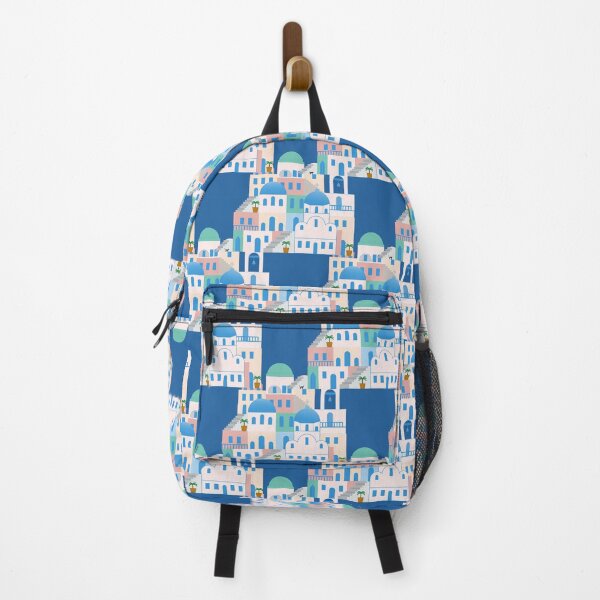 Item preview, Beautiful buildings of Greece on a blue background designed and sold by kristiillustra.