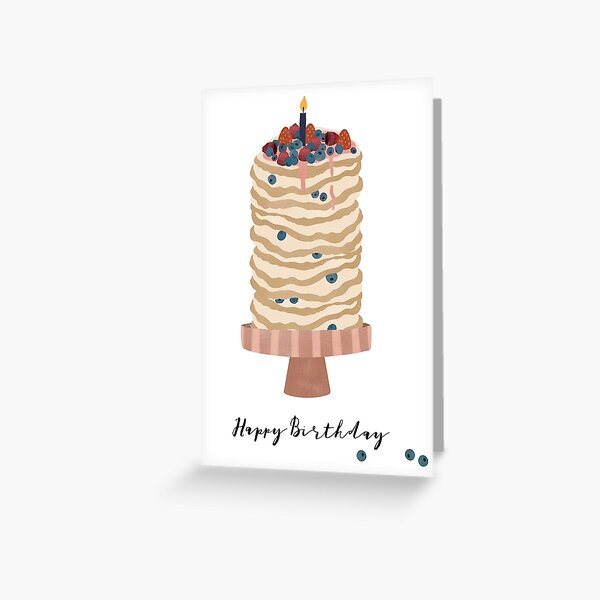 Vista previa del artículo con la obra «tarta de panqueques - tarjeta de felicitación de cumpleaños», diseñado y vendido por TildaandTheo.
