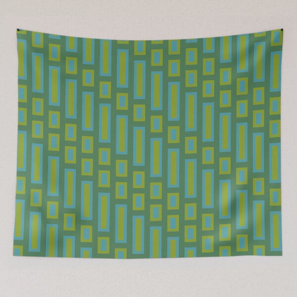 Item preview, Retro Rectangles Blue and Green  designed and sold by Miranda Benson.