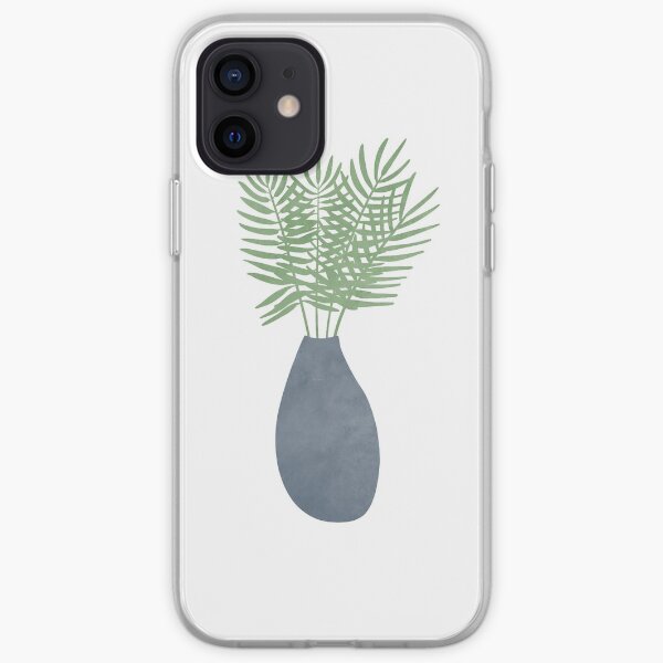 Florero ilustrado y hojas Funda blanda para iPhone