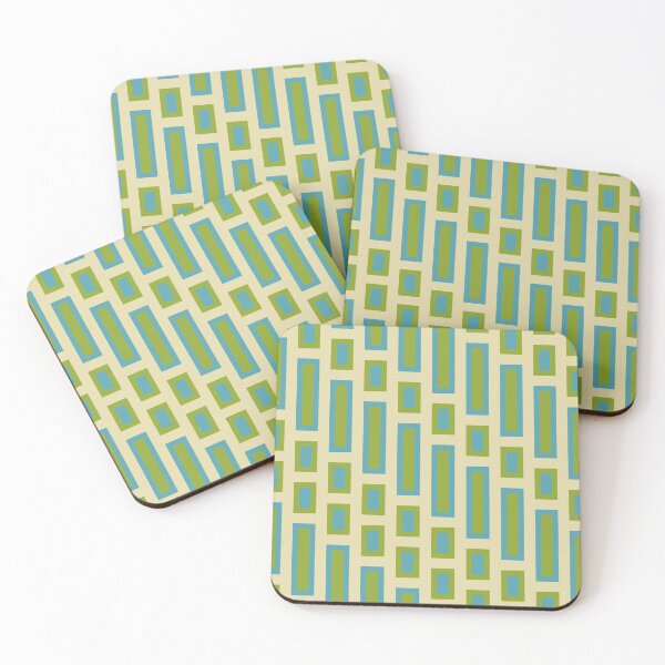 Item preview, Retro Rectangles Blue and Green on White designed and sold by Miranda Benson.