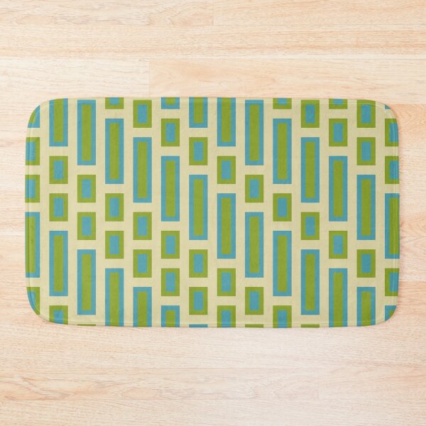Item preview, Retro Rectangles Blue and Green on White designed and sold by Miranda Benson.