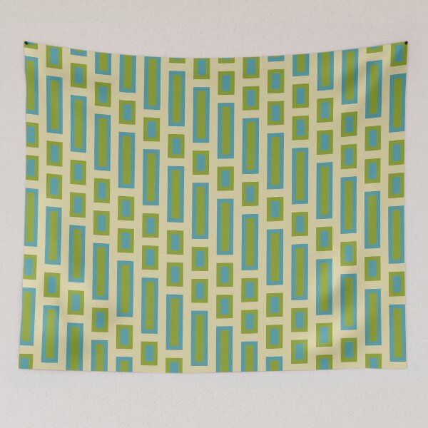 Item preview, Retro Rectangles Blue and Green on White designed and sold by Miranda Benson.