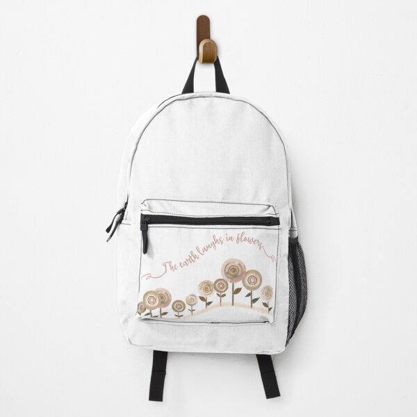 Item preview, Earth laughs in Flowers - Inspiring quote by Ralph Waldo Emerson - Deep and meaningful poetry. Simply beautiful.  White designed and sold by Caroline Laursen.