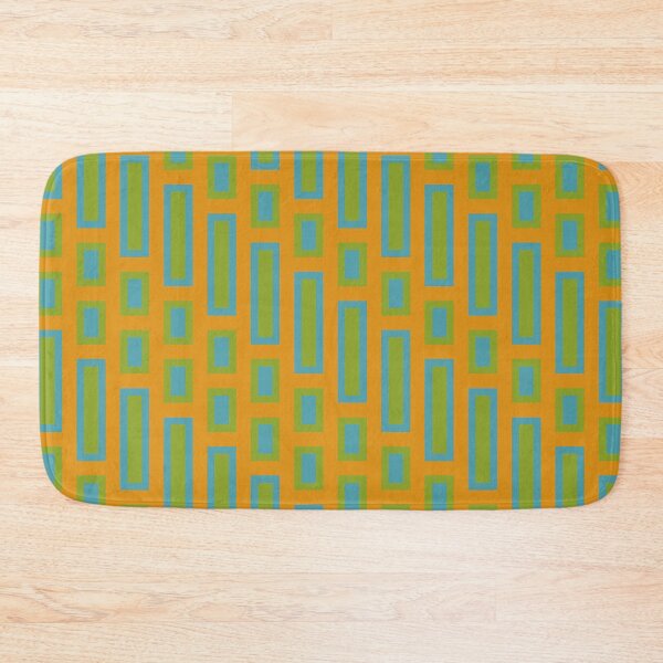 Item preview, Retro Rectangles Blue and Green on Orange designed and sold by Miranda Benson.