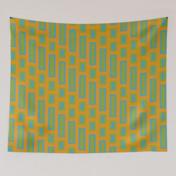 Item preview, Retro Rectangles Blue and Green on Orange designed and sold by Miranda Benson.