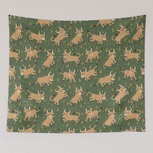 Item preview, Playful Oxen at Night designed and sold by DeKoro.