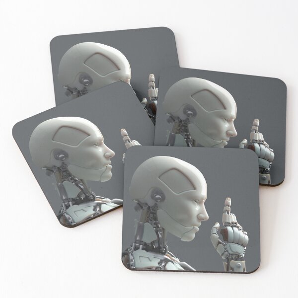 Item preview, robot portrait with pointing gesture designed and sold by Mike Kiev art.