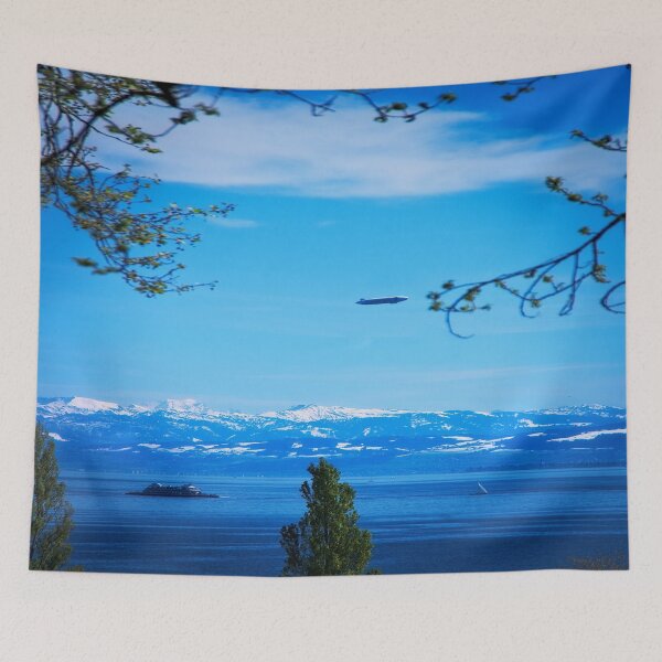 Item preview, Lake Constance and snow-capped mountains in spring designed and sold by frankuffmann.