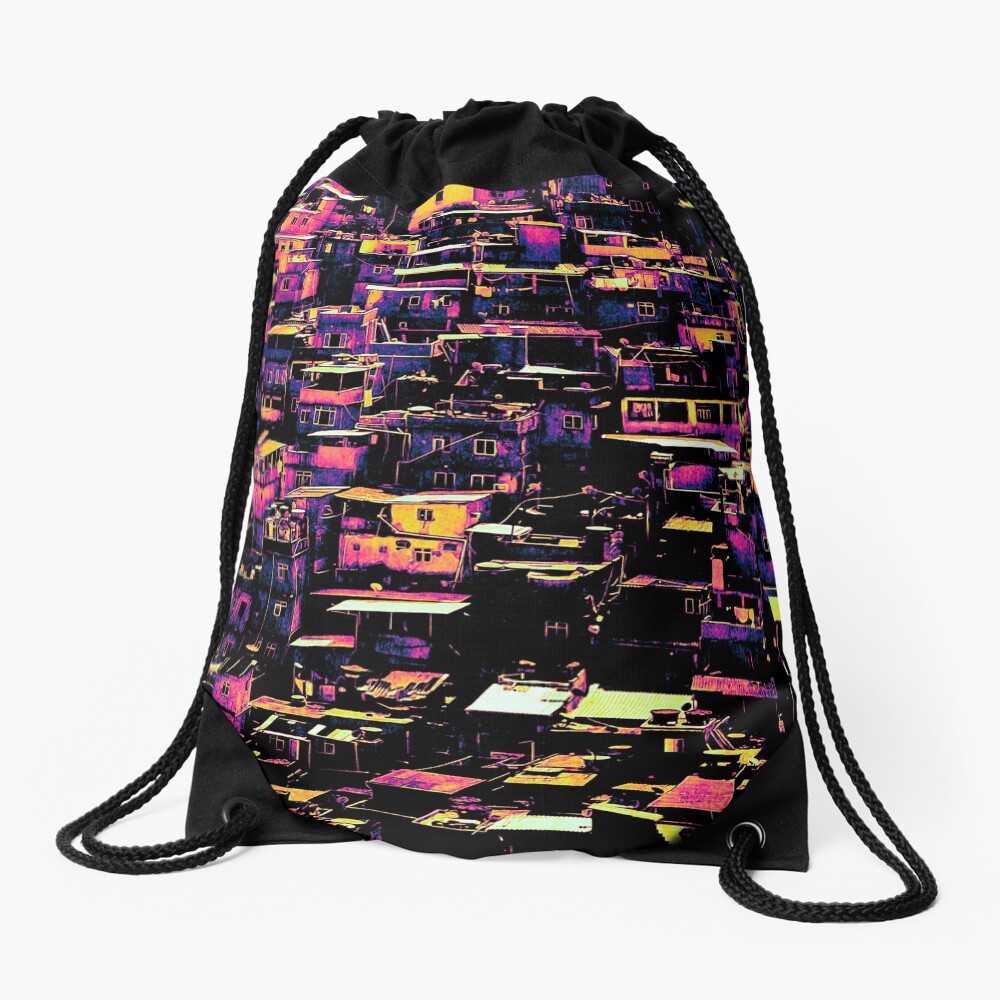 Homes On A Hill Pop Art Drawstring Bag